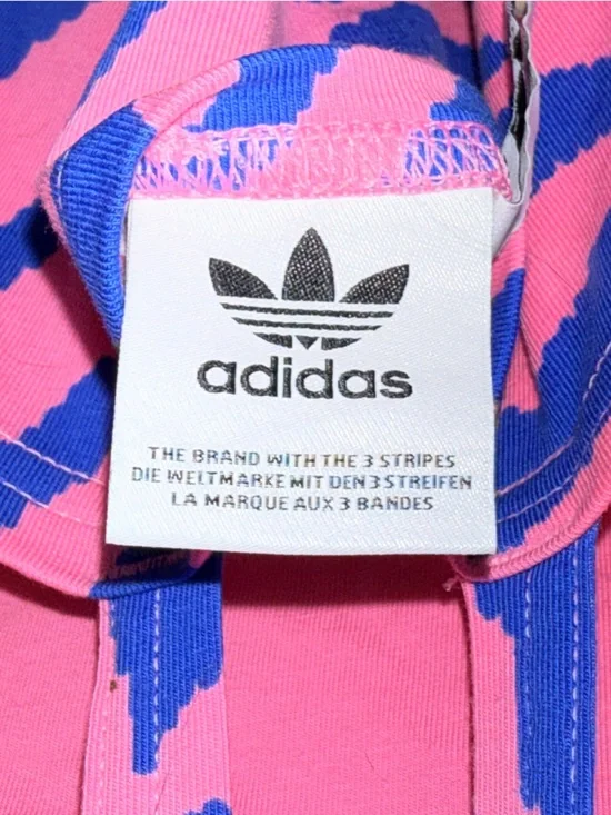 NWT Adidas x Farm Rio Pink & Blue Zebra-Stripe Mini Tank Dress-M - Picture 2 of 13